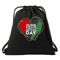 Juneteenth Freedom Day Heart Traditional Colors Drawstring Bag