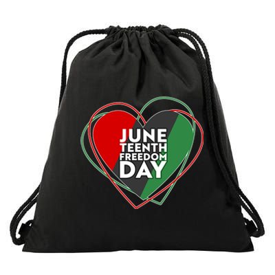 Juneteenth Freedom Day Heart Traditional Colors Drawstring Bag