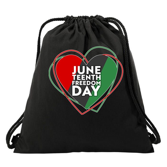 Juneteenth Freedom Day Heart Traditional Colors Drawstring Bag