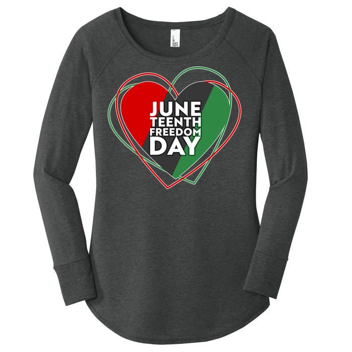 Juneteenth Freedom Day Heart Traditional Colors Women's Perfect Tri Tunic Long Sleeve Shirt