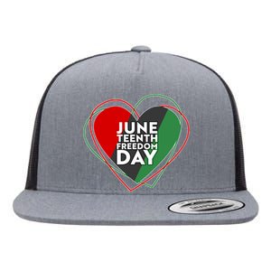 Juneteenth Freedom Day Heart Traditional Colors Flat Bill Trucker Hat