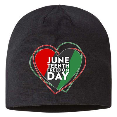 Juneteenth Freedom Day Heart Traditional Colors Sustainable Beanie