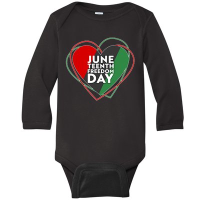 Juneteenth Freedom Day Heart Traditional Colors Baby Long Sleeve Bodysuit