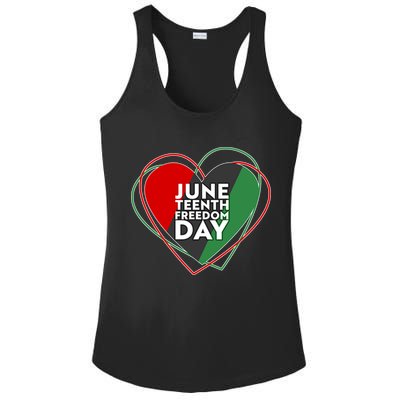 Juneteenth Freedom Day Heart Traditional Colors Ladies PosiCharge Competitor Racerback Tank
