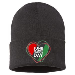 Juneteenth Freedom Day Heart Traditional Colors Sustainable Knit Beanie