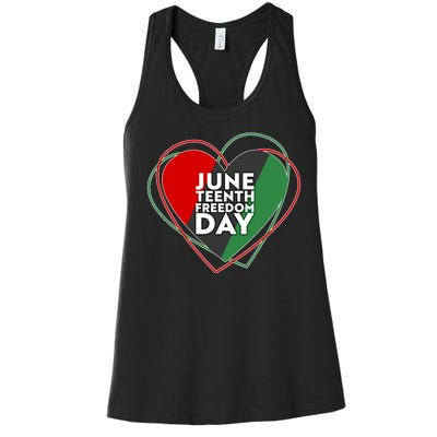 Juneteenth Freedom Day Heart Traditional Colors Women's Racerback Tank