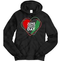 Juneteenth Freedom Day Heart Traditional Colors Tie Dye Hoodie