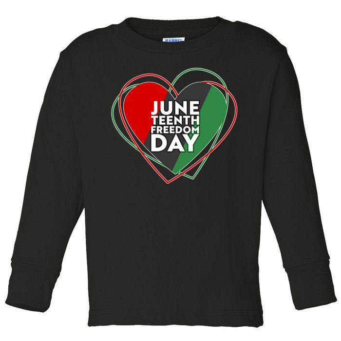 Juneteenth Freedom Day Heart Traditional Colors Toddler Long Sleeve Shirt