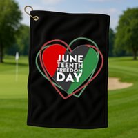 Juneteenth Freedom Day Heart Traditional Colors Golf Towel