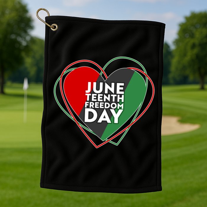 Juneteenth Freedom Day Heart Traditional Colors Golf Towel