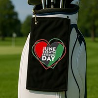 Juneteenth Freedom Day Heart Traditional Colors Golf Towel