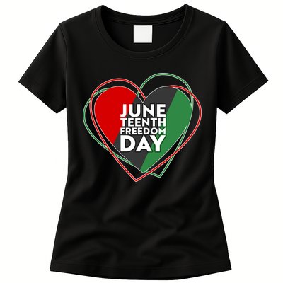 Juneteenth Freedom Day Heart Traditional Colors Womens T-Shirt
