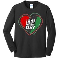 Juneteenth Freedom Day Heart Traditional Colors Kids Long Sleeve Shirt