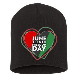 Juneteenth Freedom Day Heart Traditional Colors Short Acrylic Beanie