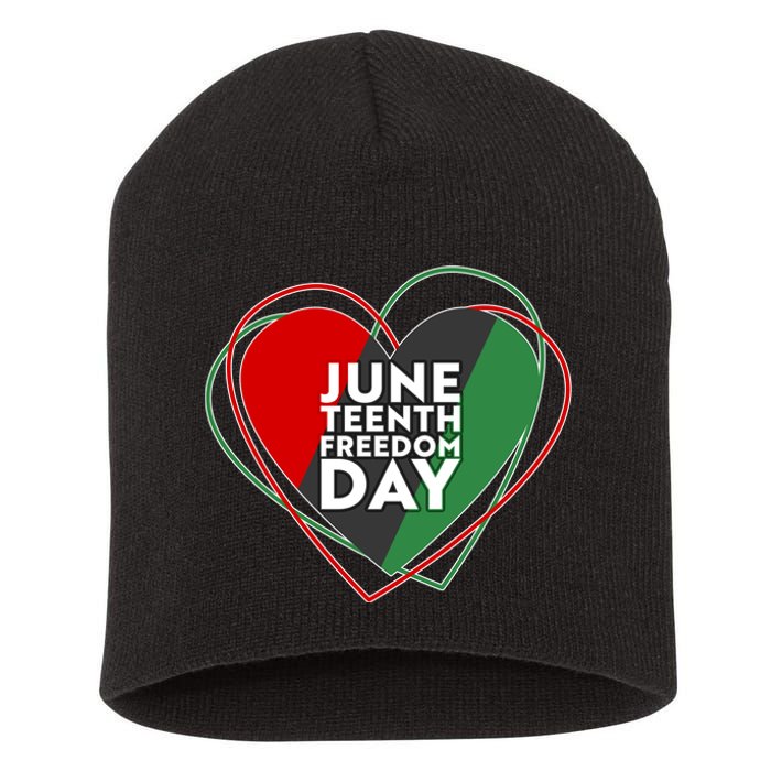 Juneteenth Freedom Day Heart Traditional Colors Short Acrylic Beanie