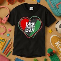 Juneteenth Freedom Day Heart Traditional Colors Kids T-Shirt