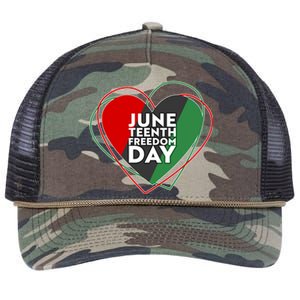 Juneteenth Freedom Day Heart Traditional Colors Retro Rope Trucker Hat Cap