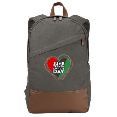 Juneteenth Freedom Day Heart Traditional Colors Cotton Canvas Backpack