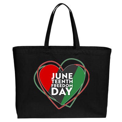 Juneteenth Freedom Day Heart Traditional Colors Cotton Canvas Jumbo Tote