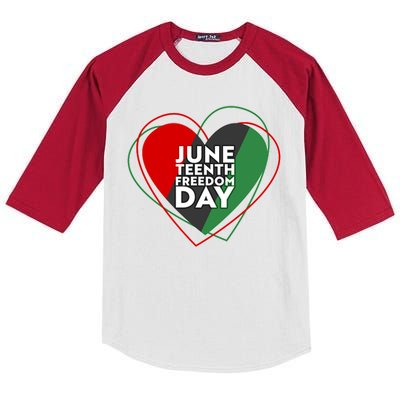 Juneteenth Freedom Day Heart Traditional Colors Kids Colorblock Raglan Jersey