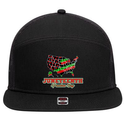 Juneteenth Freedom Day USA 7 Panel Mesh Trucker Snapback Hat