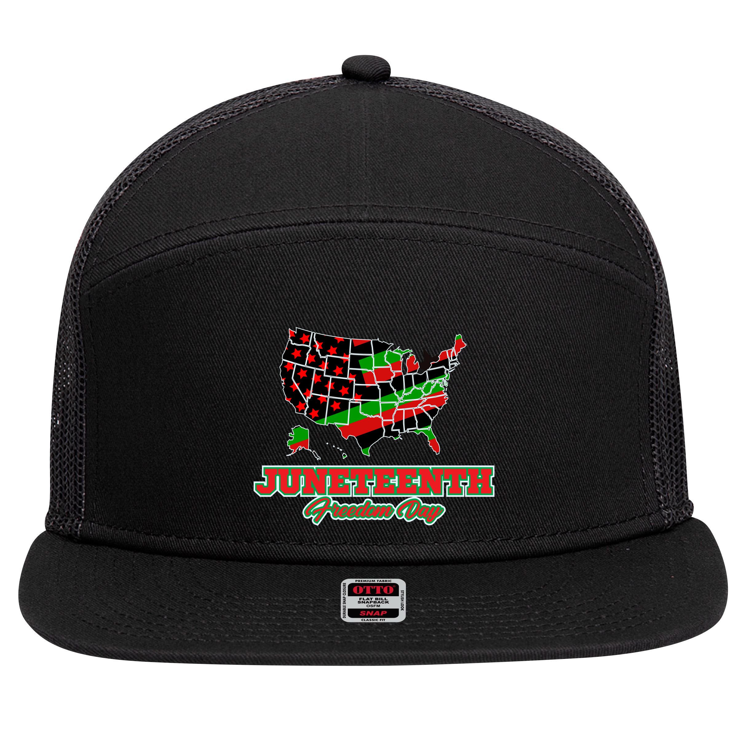 Juneteenth Freedom Day USA 7 Panel Mesh Trucker Snapback Hat