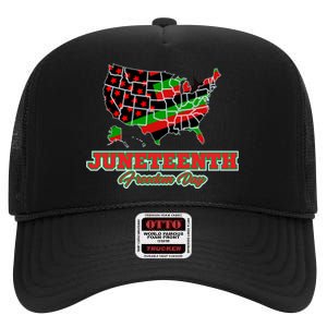 Juneteenth Freedom Day USA High Crown Mesh Back Trucker Hat