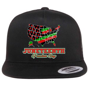 Juneteenth Freedom Day USA Flat Bill Trucker Hat