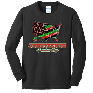 Juneteenth Freedom Day USA Kids Long Sleeve Shirt