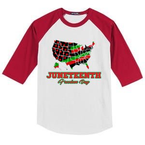 Juneteenth Freedom Day USA Kids Colorblock Raglan Jersey