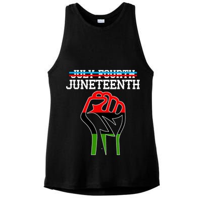 Juneteenth Freedom Fist Ladies PosiCharge Tri-Blend Wicking Tank