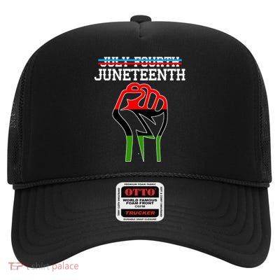 Juneteenth Freedom Fist High Crown Mesh Back Trucker Hat