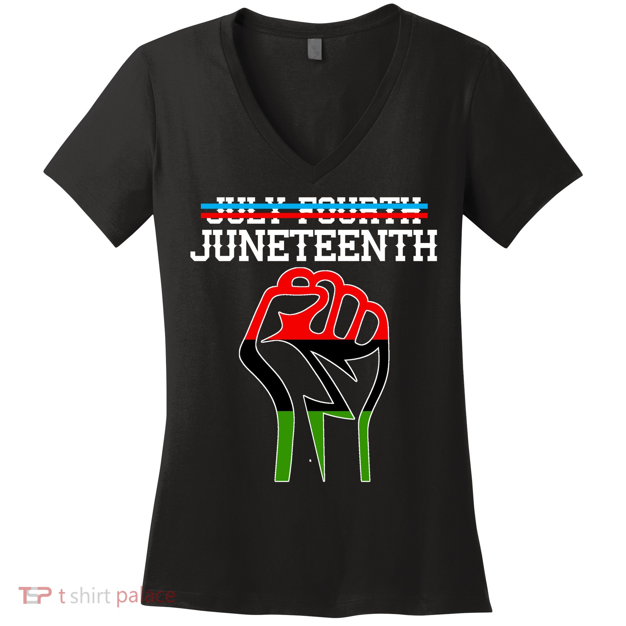 Juneteenth Freedom Fist Women's V-Neck T-Shirt
