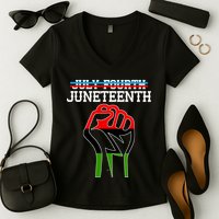 Juneteenth Freedom Fist Women's V-Neck T-Shirt