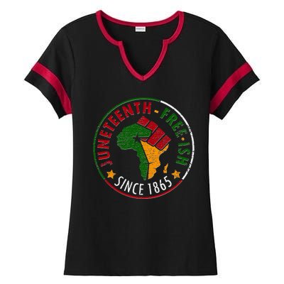 Juneteenth Freeish Since 1865 Ladies Halftime Notch Neck Tee