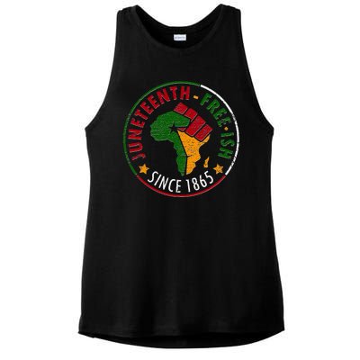 Juneteenth Freeish Since 1865 Ladies PosiCharge Tri-Blend Wicking Tank