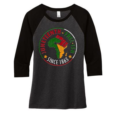 Juneteenth Freeish Since 1865 Women's Tri-Blend 3/4-Sleeve Raglan Shirt