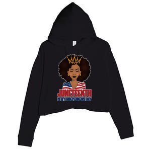 Juneteenth Is My Independence Day African American USA Flag Crop Fleece Hoodie