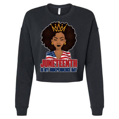 Juneteenth Is My Independence Day African American USA Flag Cropped Pullover Crew