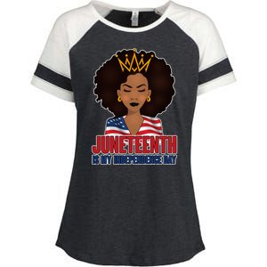 Juneteenth Is My Independence Day African American USA Flag Enza Ladies Jersey Colorblock Tee