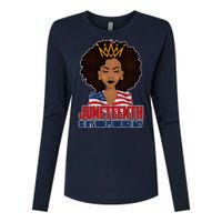 Juneteenth Is My Independence Day African American USA Flag Womens Cotton Relaxed Long Sleeve T-Shirt