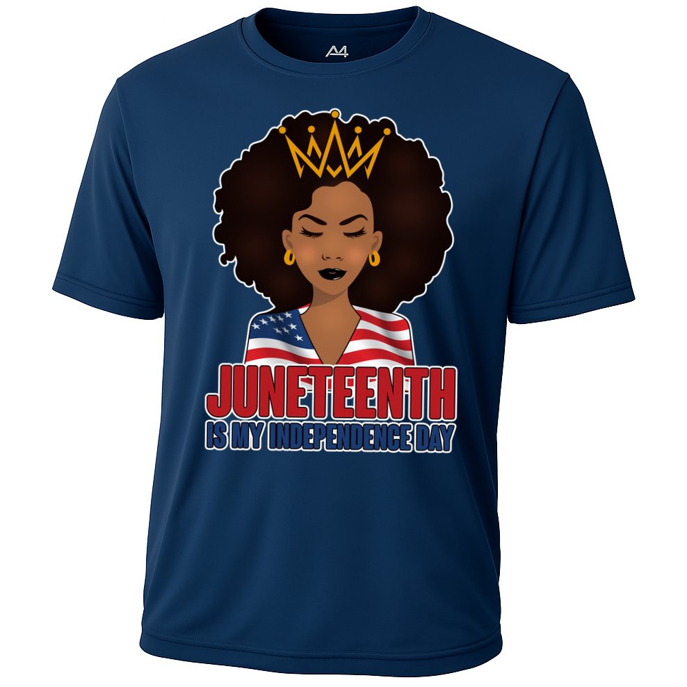 Juneteenth Is My Independence Day African American USA Flag Cooling Performance Crew T-Shirt