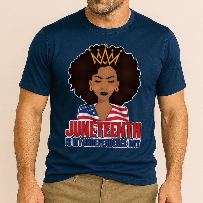 Juneteenth Is My Independence Day African American USA Flag Cooling Performance Crew T-Shirt