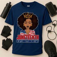 Juneteenth Is My Independence Day African American USA Flag Cooling Performance Crew T-Shirt