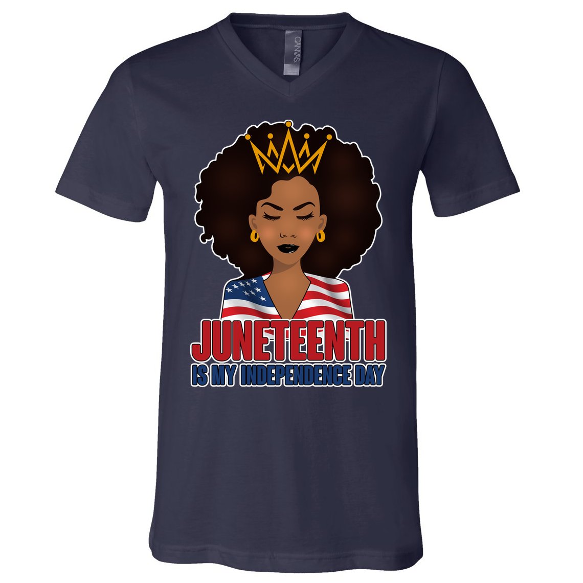 Juneteenth Is My Independence Day African American USA Flag V-Neck T-Shirt
