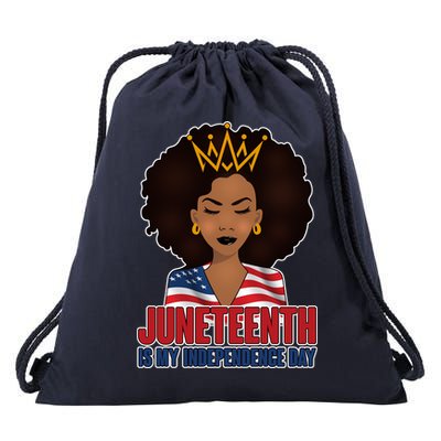 Juneteenth Is My Independence Day African American USA Flag Drawstring Bag