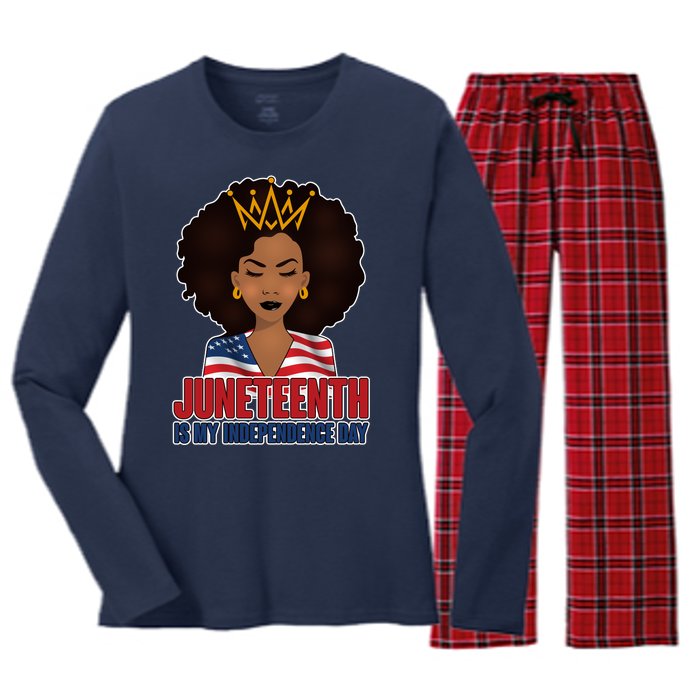 Juneteenth Is My Independence Day African American USA Flag Women's Long Sleeve Flannel Pajama Set 