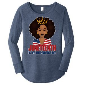 Juneteenth Is My Independence Day African American USA Flag Women's Perfect Tri Tunic Long Sleeve Shirt