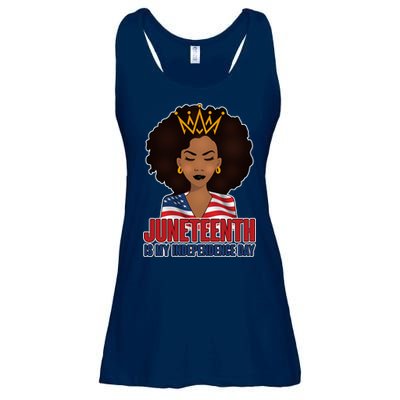 Juneteenth Is My Independence Day African American USA Flag Ladies Essential Flowy Tank