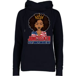 Juneteenth Is My Independence Day African American USA Flag Womens Funnel Neck Pullover Hood